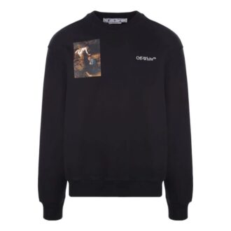 Off-White Hombre SS22 Camiseta de manga larga con cuello redondo y estampado del logotipo, color negro