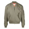 Off-White Hombre SS22 Chaqueta Aviador con cuello acanalado y logotipo bordado Verde militar
