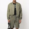 Off-White Hombre SS22 Chaqueta Aviador con cuello acanalado y logotipo bordado Verde militar