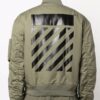 Off-White Hombre SS22 Chaqueta Aviador con cuello acanalado y logotipo bordado Verde militar