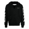 Off-White Hombre SS22 Chaqueta con cremallera y estampado de rayas diagonales, versión negra