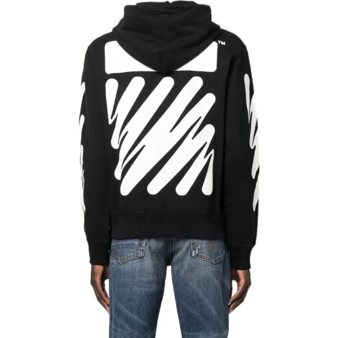 Off-White Hombre SS22 Chaqueta con cremallera y estampado de rayas diagonales, versión negra
