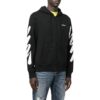 Off-White Hombre SS22 Chaqueta con cremallera y estampado de rayas diagonales, versión negra