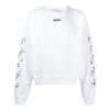 Off-White Hombre SS22 Cuello redondo y manga larga con estampado de flecha en la espalda, corte holgado, blanco