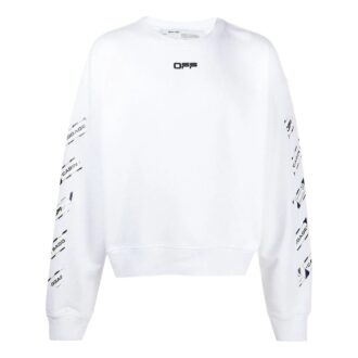 Off-White Hombre SS22 Cuello redondo y manga larga con estampado de flecha en la espalda, corte holgado, blanco