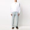 Off-White Hombre SS22 Cuello redondo y manga larga con estampado de flecha en la espalda, corte holgado, blanco