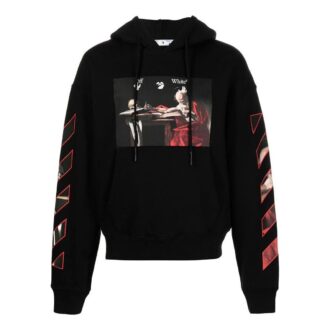 Off-White Hombre SS22 Estampado Con capucha Manga larga Corte holgado Negro