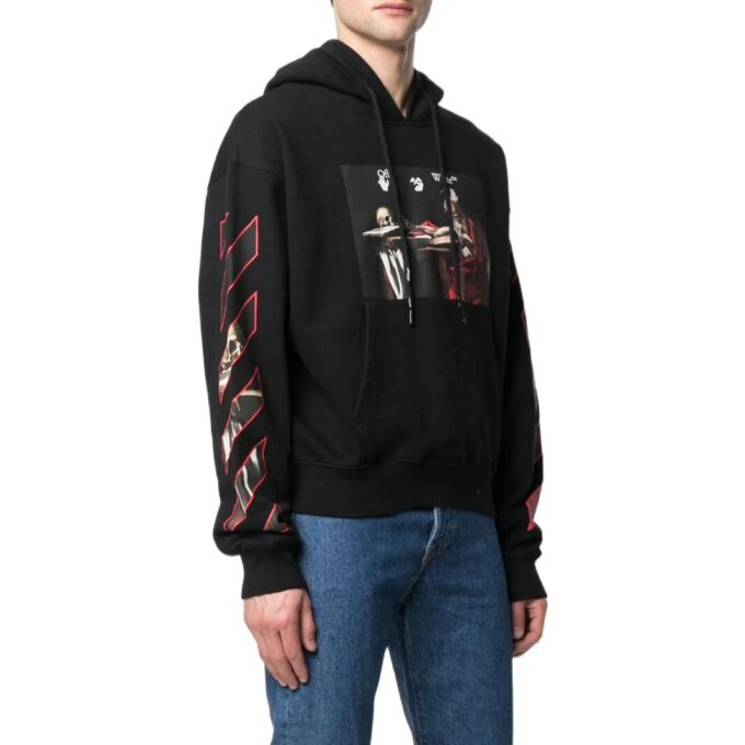 Off-White Hombre SS22 Estampado Con capucha Manga larga Corte holgado Negro