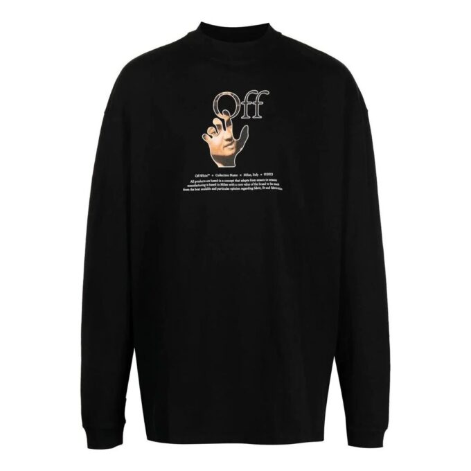 Off-White Hombre SS22 Estampado Manga larga Versión Negro