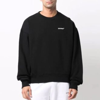 Off-White Hombre SS22 Jersey de cuello redondo con estampado de Arrows, corte holgado, negro