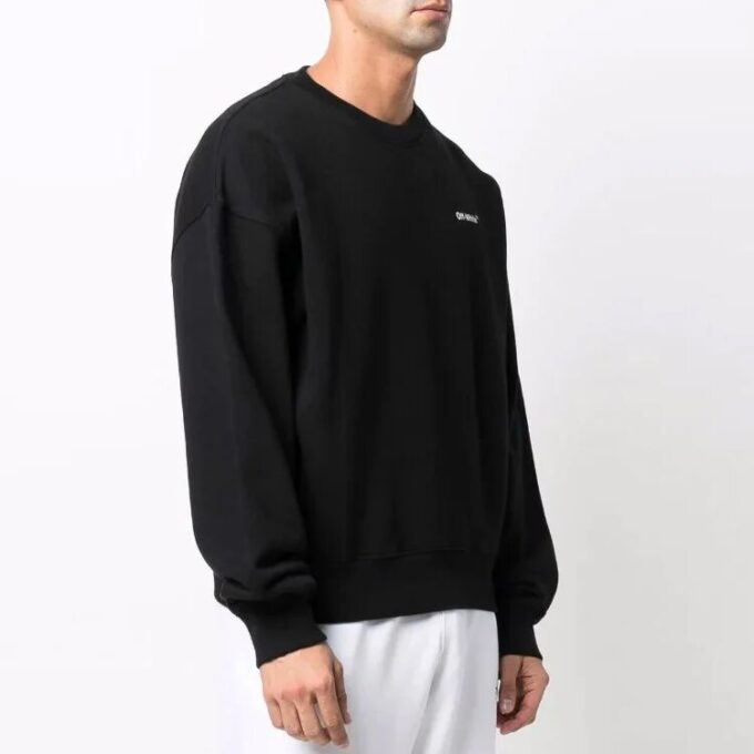 Off-White Hombre SS22 Jersey de cuello redondo con estampado de Arrows, corte holgado, negro