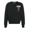 Off-White Hombre SS22 Jersey de cuello redondo con estampado de letras, manga larga, negro