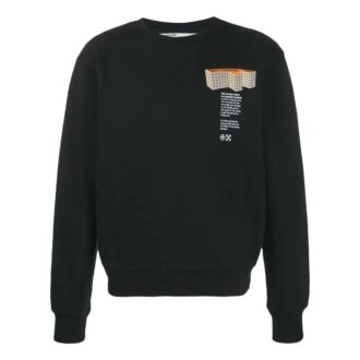 Off-White Hombre SS22 Jersey de cuello redondo con estampado de letras, manga larga, negro