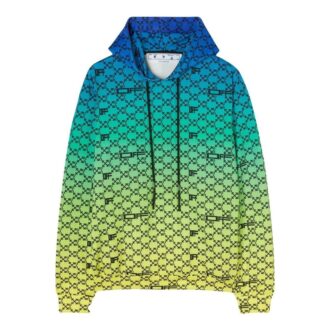 Off-White Hombre SS22 Jersey de cuello redondo holgado con estampado completo del logotipo y degradado