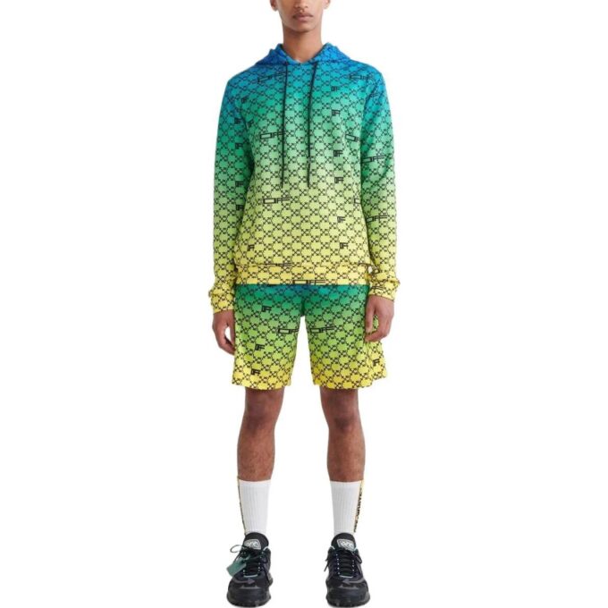 Off-White Hombre SS22 Jersey de cuello redondo holgado con estampado completo del logotipo y degradado