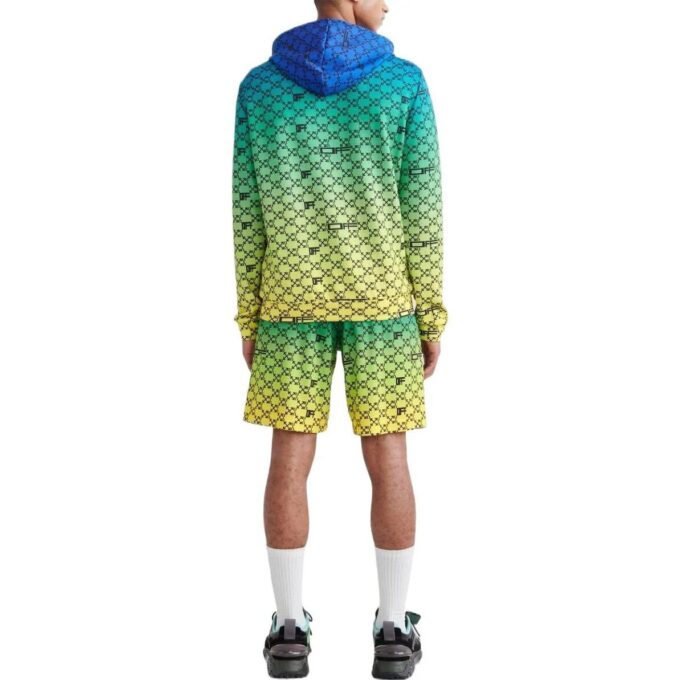 Off-White Hombre SS22 Jersey de cuello redondo holgado con estampado completo del logotipo y degradado