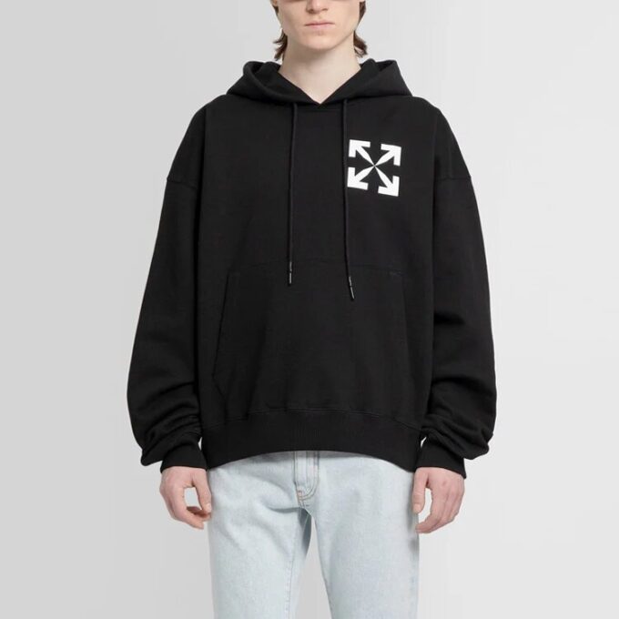 Off-White Hombre SS22 Kangaroo Pocket Arrows Grande Otoño Negro