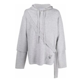 Off-White Hombre SS22 Liso Cómoda Sudadera con capucha y cordón Manga larga Gris