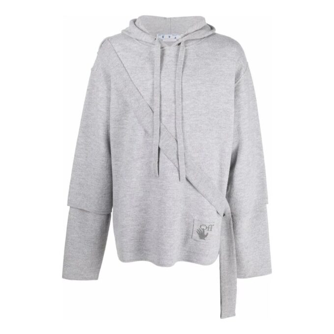 Off-White Hombre SS22 Liso Cómoda Sudadera con capucha y cordón Manga larga Gris