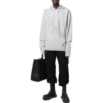 Off-White Hombre SS22 Liso Cómoda Sudadera con capucha y cordón Manga larga Gris