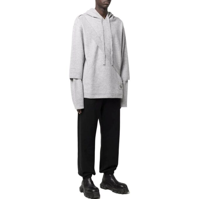 Off-White Hombre SS22 Liso Cómoda Sudadera con capucha y cordón Manga larga Gris