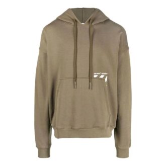 Off-White Hombre SS22 Liso con estampado de logotipo y rayas, con capucha y manga larga, color marrón