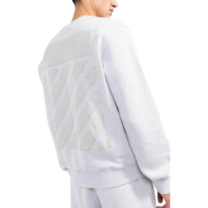 Off-White Hombre SS22 Liso con estampado de rayas, cuello redondo y manga larga, versión blanca