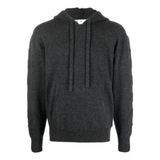 Off-White Hombre SS22 Liso Logo trasero Estampado Sudadera con capucha Manga larga Gris