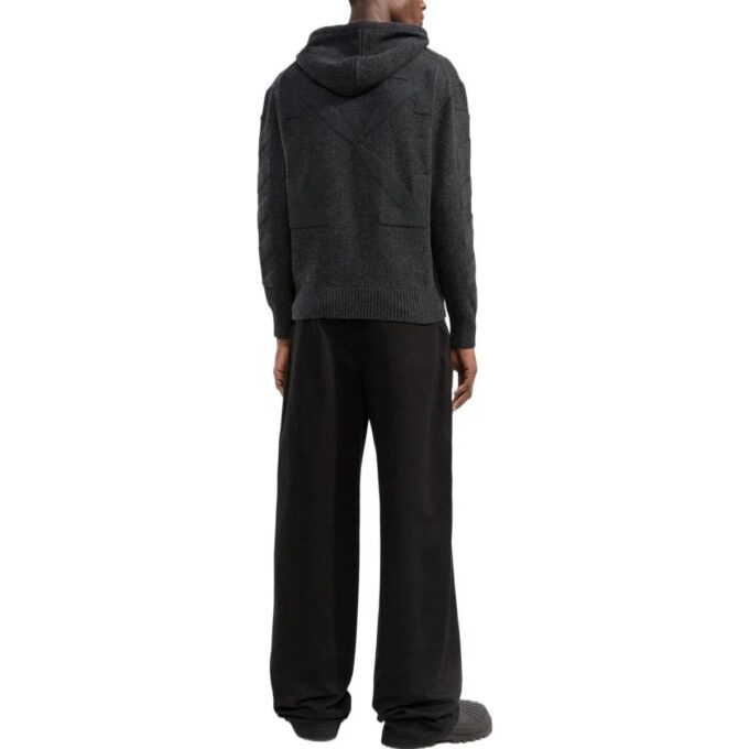 Off-White Hombre SS22 Liso Logo trasero Estampado Sudadera con capucha Manga larga Gris
