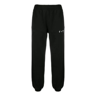 Off-White Hombre SS22 Pantalones deportivos casuales con rayas diagonales y pies integrados, versión negra