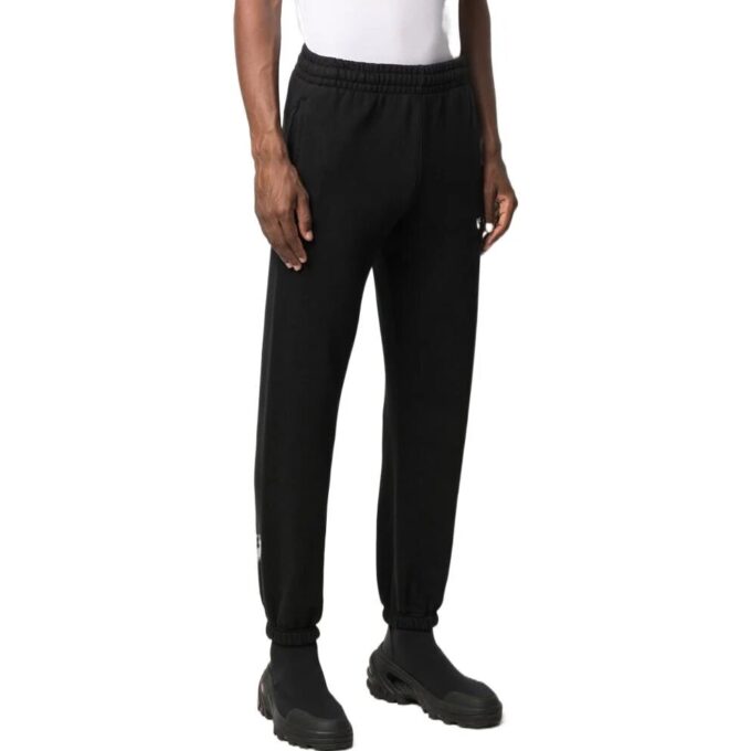 Off-White Hombre SS22 Pantalones deportivos casuales con rayas diagonales y pies integrados, versión negra
