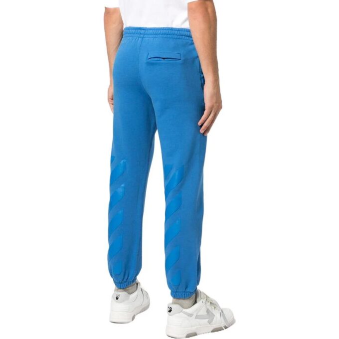 Off-White Hombre SS22 Pantalones deportivos informales con estampado de rayas y logotipo, versión azul