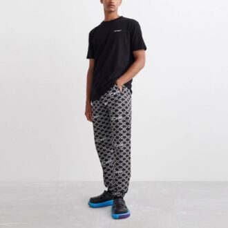 Off-White Hombre SS22 Pantalones deportivos/pantalones/joggers con estampado completo de flechas y letras, negros