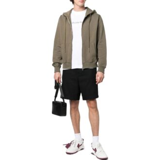 Off-White Hombre SS22 Sudadera con capucha y cremallera de color liso Verde otoño