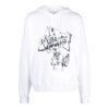 Off-White Hombre SS22 Sudadera con cordón y estampado de grafitis, corte holgado, blanco