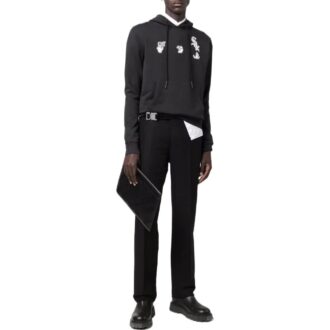 Off-White Hombre SS22 Versión con estampado, capucha y manga larga, color negro