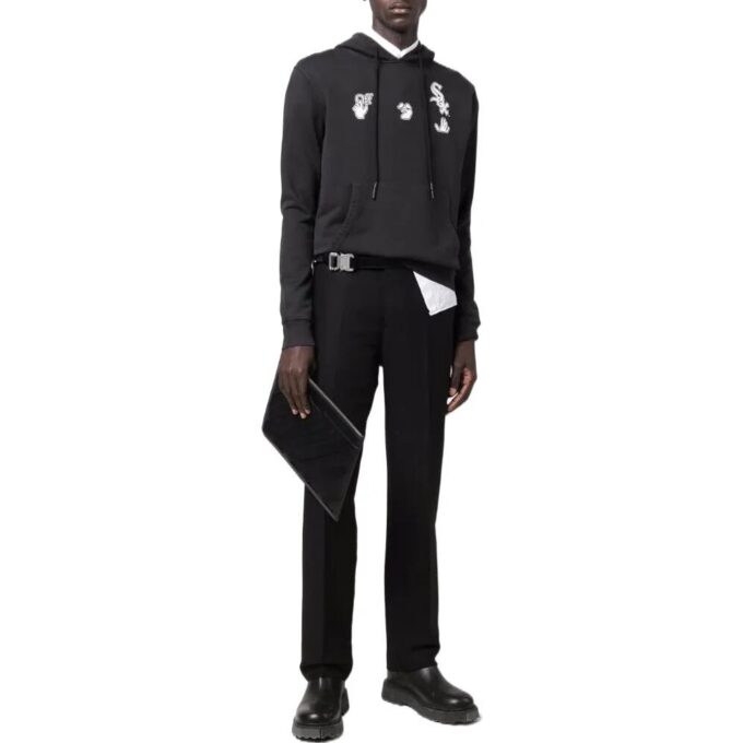 Off-White Hombre SS22 Versión con estampado, capucha y manga larga, color negro