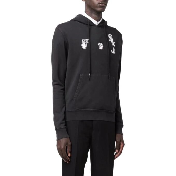 Off-White Hombre SS22 Versión con estampado, capucha y manga larga, color negro