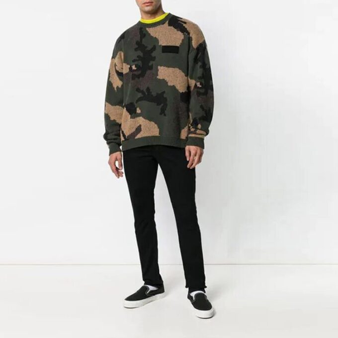 Off-White Hombre Suelto Verde Camuflaje