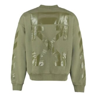 Off-White Jersé para hombre FW21 con el icónico estampado de flechas, cordón y corte holgado, verde
