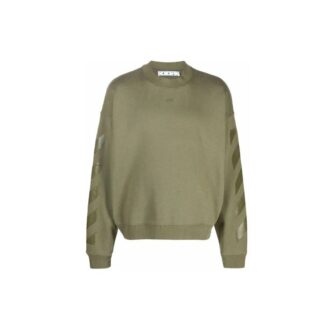 Off-White Jersé para hombre FW21 con el icónico estampado de flechas, cordón y corte holgado, verde