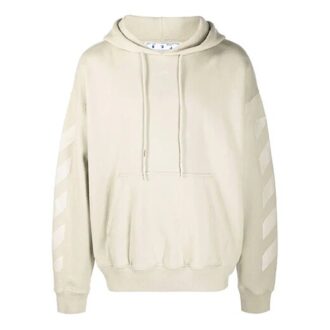 Off-White Jersé para hombre FW21 con logo de flecha de goma, corte holgado, color beige