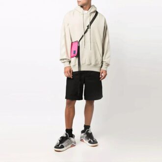 Off-White Jersé para hombre FW21 con logo de flecha de goma, corte holgado, color beige
