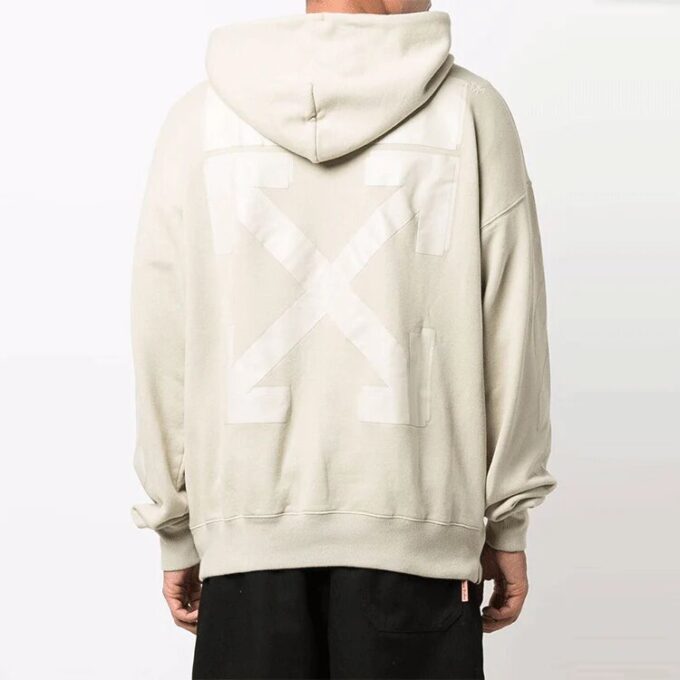 Off-White Jersé para hombre FW21 con logo de flecha de goma, corte holgado, color beige