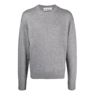 Off-White Jersey básico de cuello redondo de lana para hombre FW21 Gris
