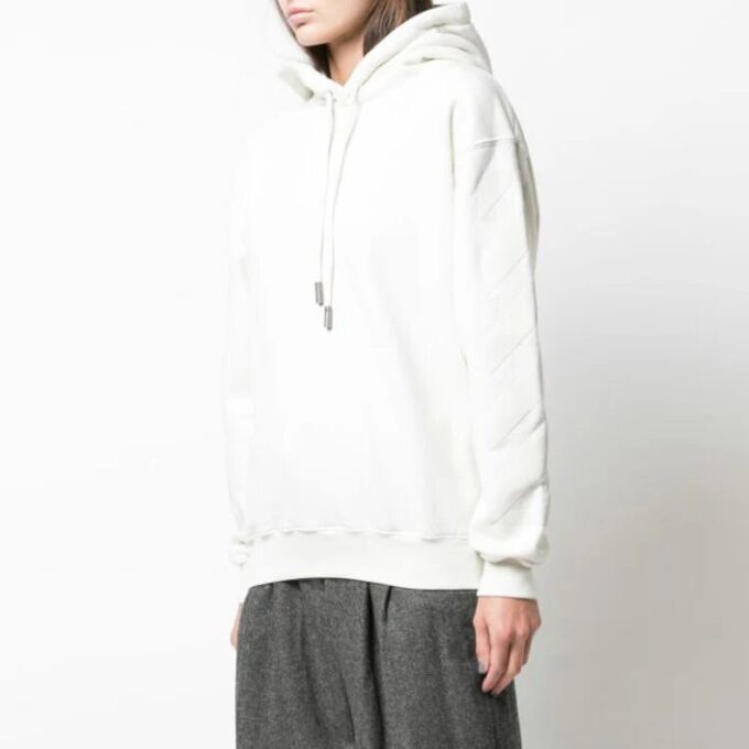 Off-White Jersey de algodón con capucha en tono blanco roto