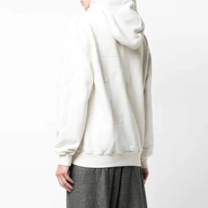 Off-White Jersey de algodón con capucha en tono blanco roto