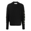 Off-White Jersey de lana de cuello redondo con estampado de Arrows para hombre FW21, corte holgado, negro
