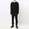 Off-White Jersey de lana de cuello redondo con estampado de Arrows para hombre FW21, corte holgado, negro