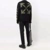Off-White Jersey de lana de cuello redondo con estampado de Arrows para hombre FW21, corte holgado, negro
